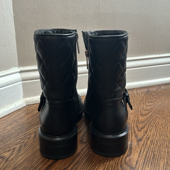 Aquatalia LEVA Quilted Leather Moto Boots Black Leather 7.5 - Picture 6 of 9